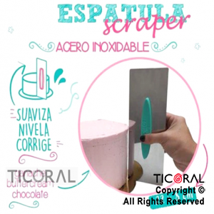 ESPATULA SCRAPER DE ACERO INOXIDABLE CON MANIJA PLASTICA X 1